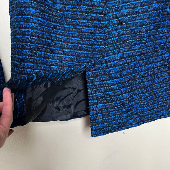 Anne Crimmins for Umi Collections Skirt Suit 10 Blue Silk Tweed Jacket Skirt New - Picture 7 of 10